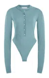 Stella Mccartney Buttoned Knit Bodysuit In Light Blue