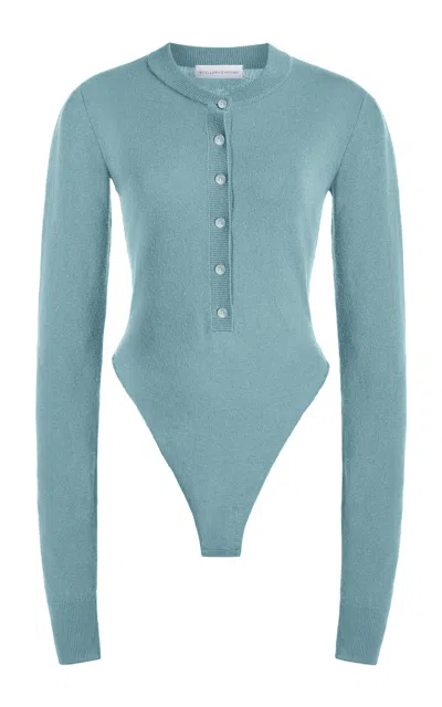 Stella Mccartney Buttoned Knit Bodysuit In Light Blue