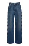 Stella Mccartney Buttoned Rigid Low-rise Wide-leg Jeans In Medium Wash