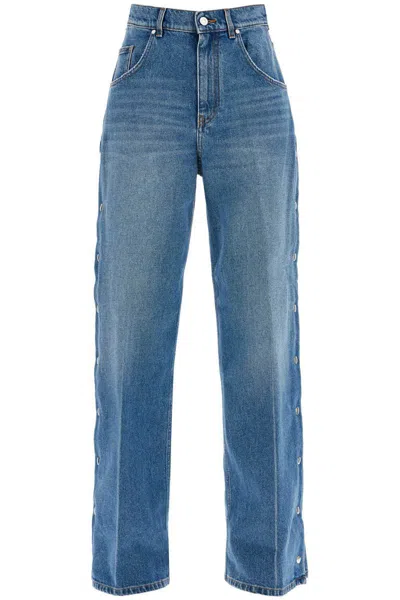 Stella Mccartney Buttoned Ripped Jeans With Sl In Blue