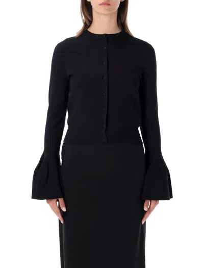 Stella Mccartney Button-front Fitted Cardigan With Flared Sleeves In Black