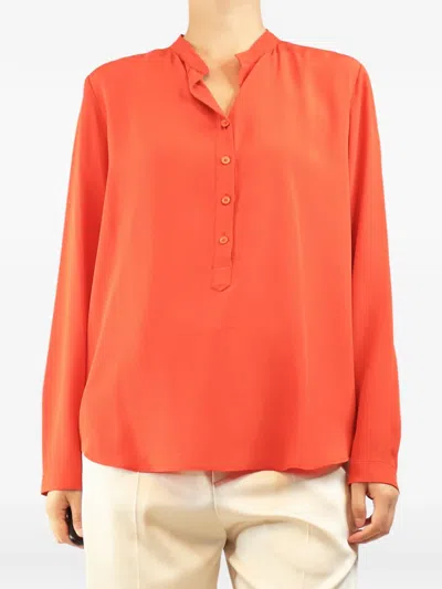 Pre-owned Stella Mccartney Button-placket Long-sleeve Blouse In Orange