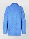Stella Mccartney Oversized Two-tone Cable-knit Alpaca-blend Turtleneck Sweater