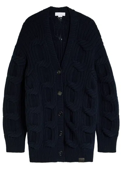 Stella Mccartney Cable-knit Wool Cardigan In Blue