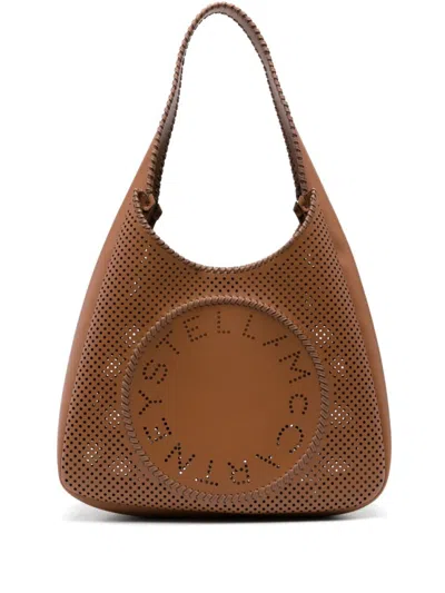Stella Mccartney Camel Brown Shoulder Bag With Circular Logo