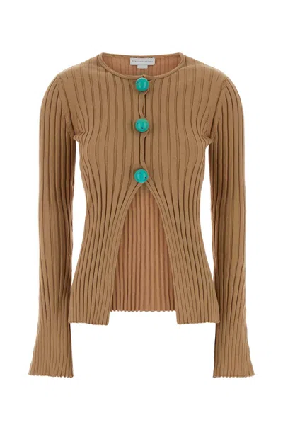 Stella Mccartney Camel Cotton Cardigan In Brown