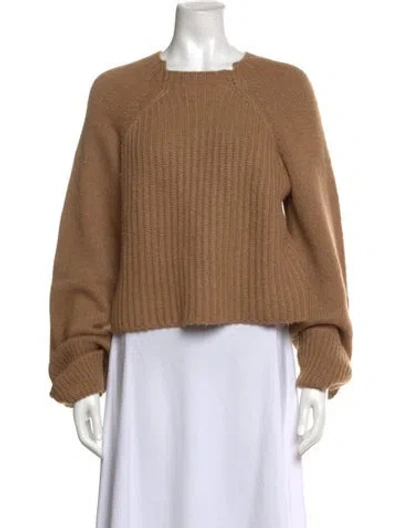 Pre-owned Stella Mccartney Camel Leather Crew Neck Sweater In Brown