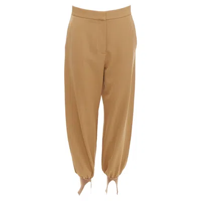 Pre-owned Stella Mccartney Camel Ribbed Hem Balloon Tapered Pants It36 Xxs In Brown
