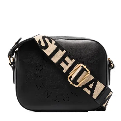 Stella Mccartney Camera Bag With Perforated Stella Logo In Black
