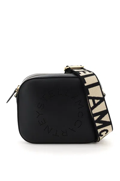 Stella Mccartney Camera Bag With Perforated Stella Logo In Nero