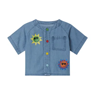 Stella Mccartney Babies' Camicia Con Stampa In Light Blue