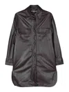 Stella Mccartney Oversized Faux Leather Shirt With Chest Pockets In Marrón