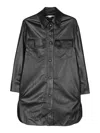 Stella Mccartney Oversized Faux Leather Shirt With Chest Pockets In Negro