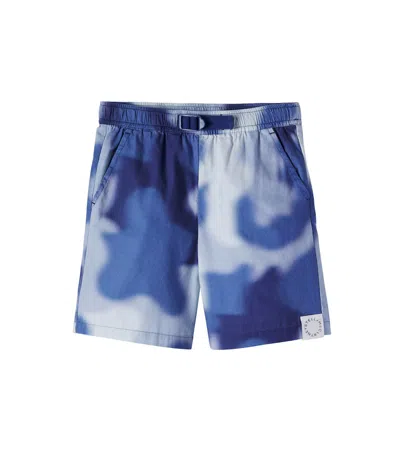 Stella Mccartney Kids' Camouflage Cotton Poplin Shorts In Blue