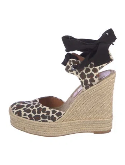Pre-owned Stella Mccartney Canvas Animal Print Slingback Pumps In White