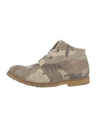 Pre-owned Stella Mccartney Canvas Camouflage Print Lace-up Boots In Neutral