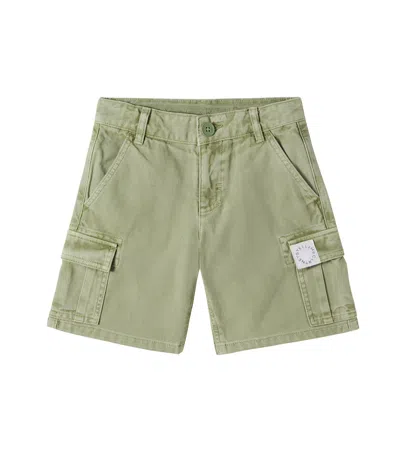 Stella Mccartney Kids' Canvas Cargo Shorts In Green