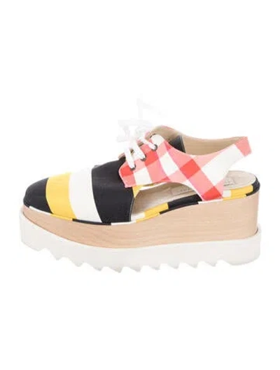 Pre-owned Stella Mccartney Canvas Colorblock Pattern Mules In White