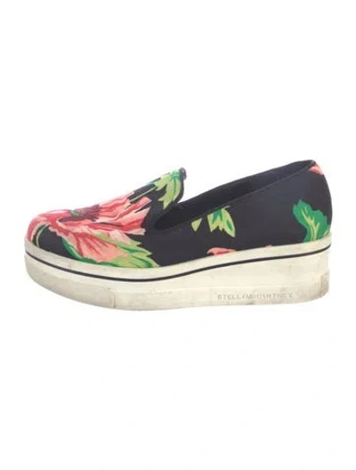 Pre-owned Stella Mccartney Canvas Floral Print Sneakers In Black