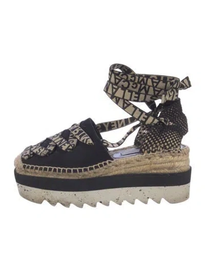 Pre-owned Stella Mccartney Canvas Graphic Print Espadrilles In Black