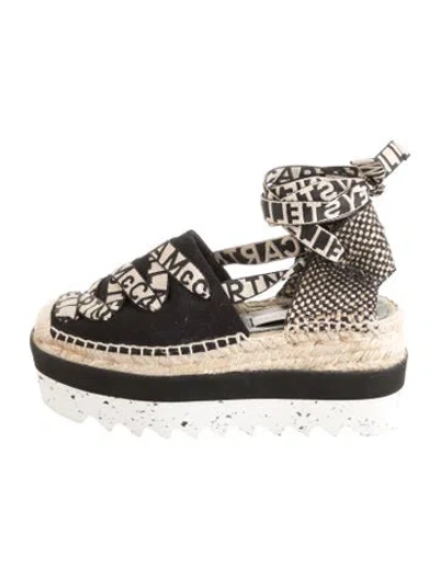 Pre-owned Stella Mccartney Canvas Graphic Print Espadrilles In Black