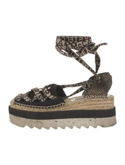 Pre-owned Stella Mccartney Canvas Graphic Print Espadrilles In Black
