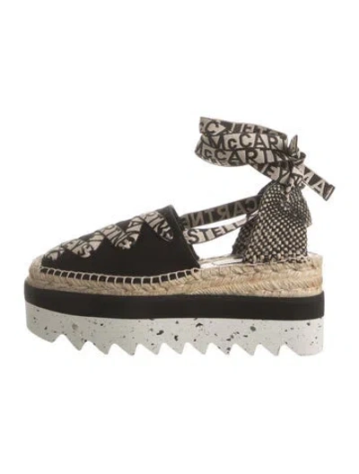 Pre-owned Stella Mccartney Canvas Graphic Print Espadrilles In Black