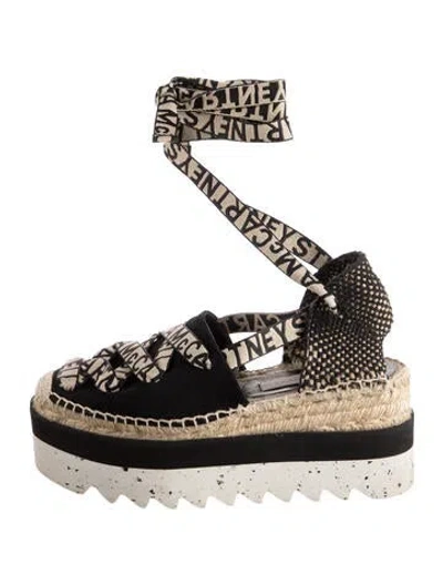 Pre-owned Stella Mccartney Canvas Graphic Print Espadrilles In Black