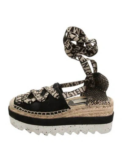 Pre-owned Stella Mccartney Canvas Graphic Print Espadrilles In Black