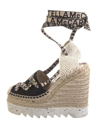Pre-owned Stella Mccartney Canvas Graphic Print Espadrilles In Black/neutrals