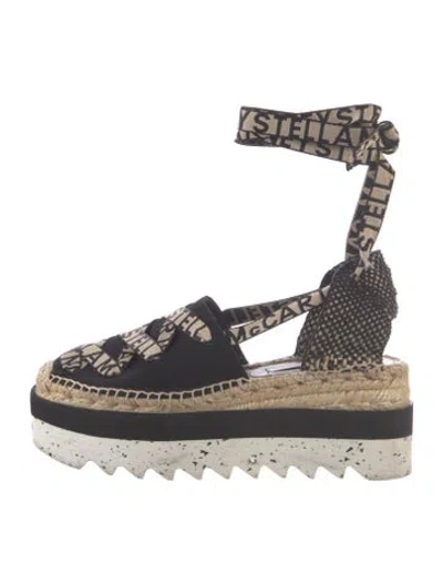 Pre-owned Stella Mccartney Canvas Graphic Print Espadrilles In Black/neutrals