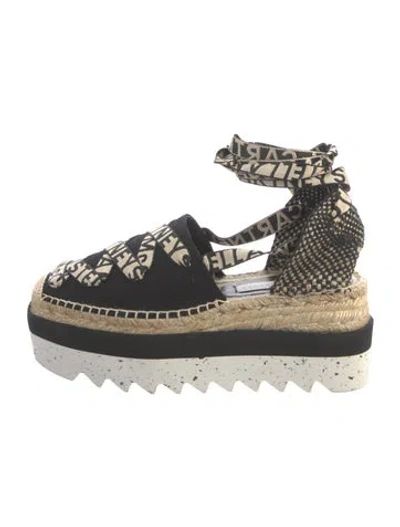 Pre-owned Stella Mccartney Canvas Graphic Print Espadrilles In Black/neutrals