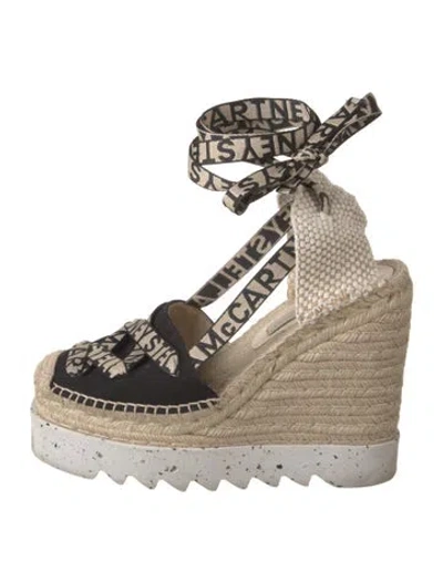 Pre-owned Stella Mccartney Canvas Graphic Print Espadrilles In Black/neutrals