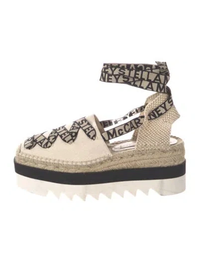 Pre-owned Stella Mccartney Canvas Graphic Print Espadrilles In Neutrals/white