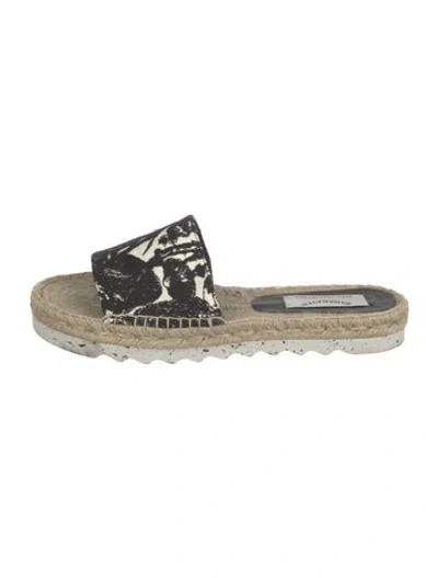 Pre-owned Stella Mccartney Canvas Graphic Print Slides In Black