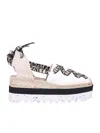 Stella Mccartney Canvas Lace-up Espadrillas With Comfortable Wedge Heel In White