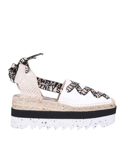 Stella Mccartney Canvas Lace-up Espadrillas With Comfortable Wedge Heel In White