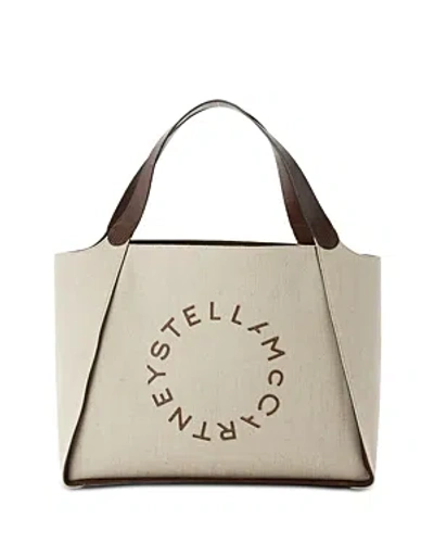 Stella Mccartney Canvas Logo Tote Bag In Birch/gold