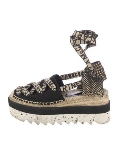 Pre-owned Stella Mccartney Canvas Printed Espadrilles In Black