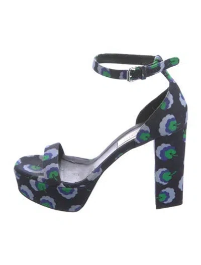 Pre-owned Stella Mccartney Canvas Printed Sandals In Blue