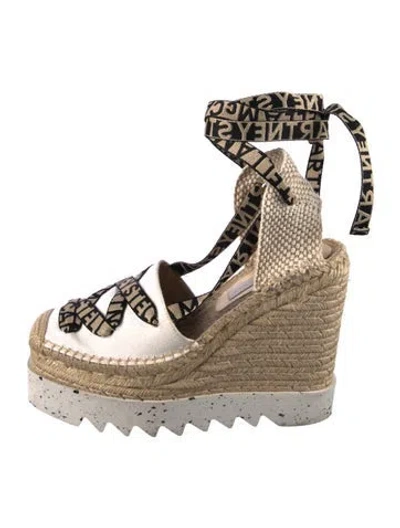 Pre-owned Stella Mccartney Canvas Printed Slingback Pumps In Black