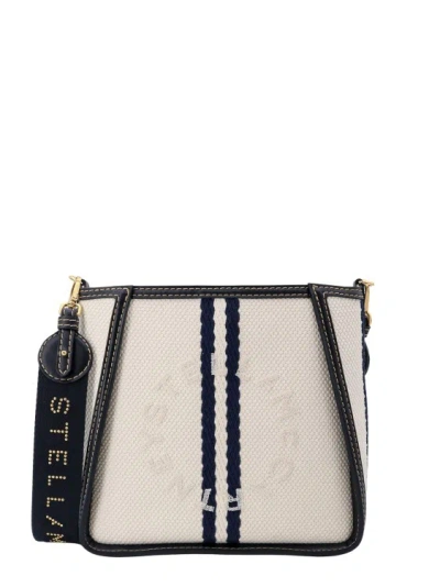 Stella Mccartney Canvas Shoulder Bag With Embroidered Logo In Grey