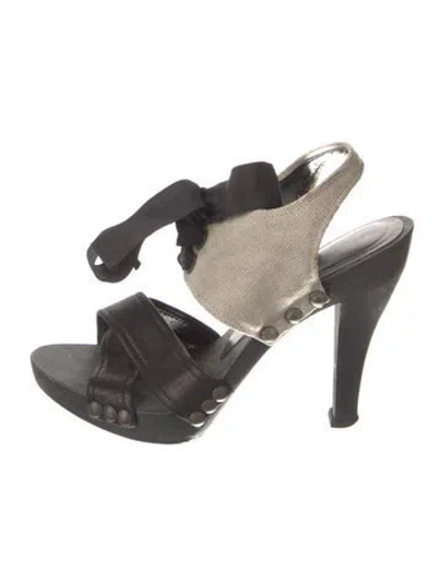 Pre-owned Stella Mccartney Canvas Slingback Sandals In Black