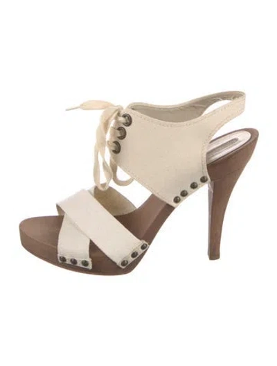 Pre-owned Stella Mccartney Canvas Slingback Sandals In Neutral