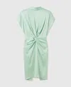 Stella Mccartney Cap-sleeve Halterneck Twist Midi Dress In Green