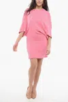 Shop Stella Mccartney Cape Dress With 3/4 Sleeves In Pink