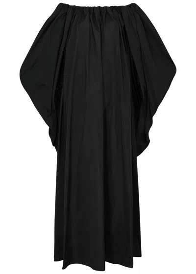 Stella Mccartney Cape-effect Taffeta Maxi Dress In Black