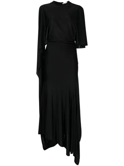 Stella Mccartney Cape-sleeve Asymmetric Dress In Black