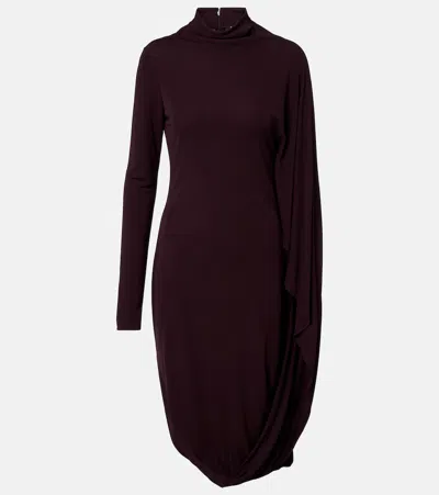 Stella Mccartney Caped Crêpe Jersey Minidress In Brown