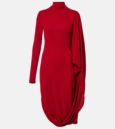 Stella Mccartney Caped Crêpe Jersey Minidress In Red